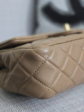 Load image into Gallery viewer, Chanel 22B 2022 Fall/Winter Collection Dark Beige Lambskin Aged GHW Pearl Crush Adjustable Chain Mini Rectangular Flap Bag
