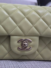Load image into Gallery viewer, Chanel 23C 2022/2023 Cruise Collection Pastel Lime Green Lambskin Mini Rectangular Flap Bag with Champagne GHW
