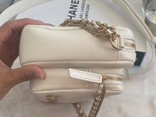 Load image into Gallery viewer, Chanel 22C White Calfskin GHW Small Camera Case Bag with Adjustable Strap
