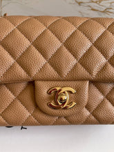 Load image into Gallery viewer, Chanel series 25 18S Collection Pearly Dark Beige Caviar Champagne Gold Hardware Mini Rectangular Flap Bag

