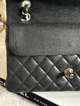 Load image into Gallery viewer, Chanel Series 18 (2014) Black caviar Silver hardware Medium ML Timeless Classic Double Flap Bag
