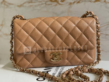 Load image into Gallery viewer, Chanel series 25 18S Collection Pearly Dark Beige Caviar Champagne Gold Hardware Mini Rectangular Flap Bag
