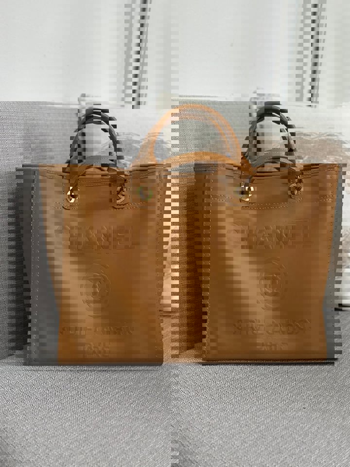 Chanel series 31 21S 2021 Spring/Summer collection Caramel Calf skin aged GHW Medium/Large Deauville Tote Bag with Top handle