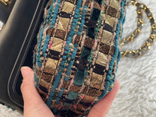 Load image into Gallery viewer, Chanel Turquoise Gold Tweed Classic Medium ML double flap bag from 19A collection Ancient Egypt
