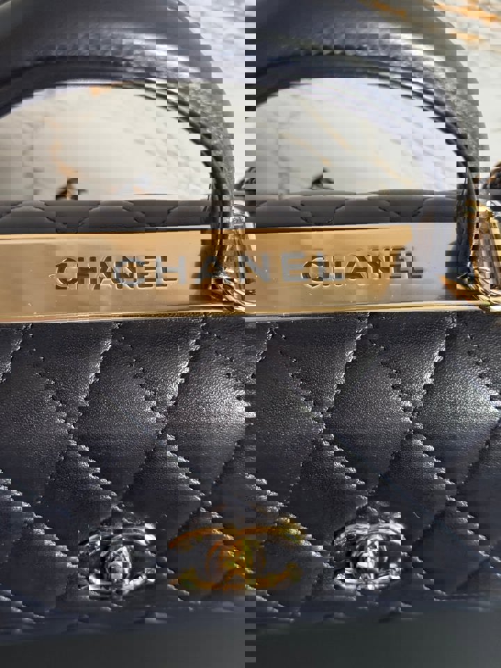 Chanel series 28 2018/2019 Navy Lambskin Champagne GHW Trendy CC Flap Bag size Small with Detachable Strap