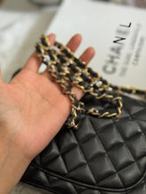 Load image into Gallery viewer, Chanel series 1 (circa 1989-1991) Black Lambskin 24K GHW Small Classic Double Flap Vintage Bag
