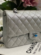 Load image into Gallery viewer, Chanel 21K 2021 Fall/Winter collection Glitter Iridescent Silver caviar SHW Medium ML 11.12 Timeless Classic Double Flap Bag
