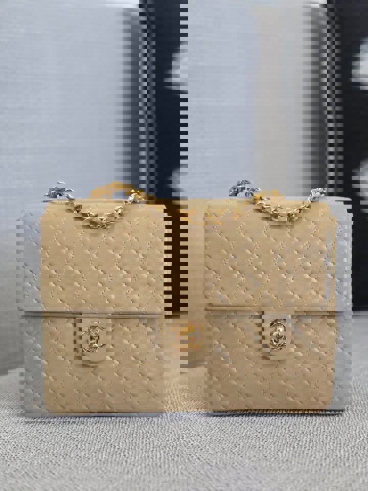 Chanel series 1 Beige Lambskin 24K GHW Vintage Mini Flap Bag