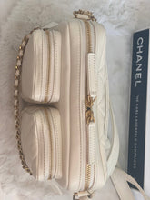 Load image into Gallery viewer, Chanel 22C White Calfskin GHW Small Camera Case Bag with Adjustable Strap
