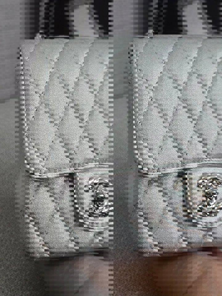 Chanel Series 31 21P 2021 Pre Spring/Summer Collection Iridescent Silver lambskin SHW Square Mini Flap Bag