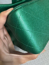 Load image into Gallery viewer, Chanel series 25 18S 2018 Spring/Summer Collection Pearly Emerald Green Caviar Champagne GHW Jumbo Timeless Classic Double Flap Bag
