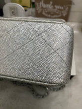 Load image into Gallery viewer, Chanel 21K 2021 Fall/Winter collection Glitter Iridescent Silver caviar SHW Medium ML 11.12 Timeless Classic Double Flap Bag
