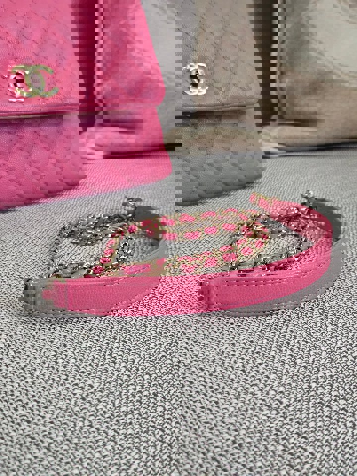 Chanel series 31 21P 2021 Pre Spring/Summer Collection Pink Caviar Coco Handle Flap Bag with Top Handle and Detachable Strap size Small