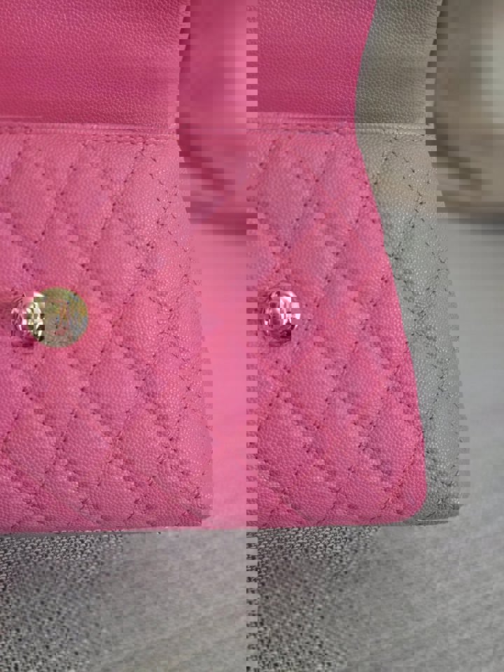 Chanel series 31 21P 2021 Pre Spring/Summer Collection Pink Caviar Coco Handle Flap Bag with Top Handle and Detachable Strap size Small