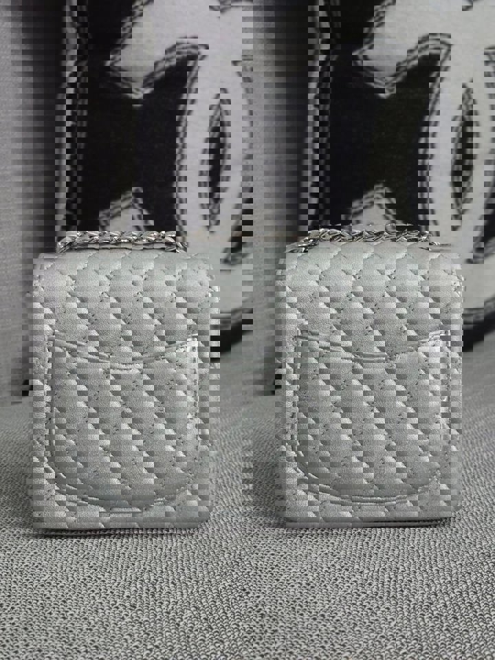 Chanel Series 31 21P 2021 Pre Spring/Summer Collection Iridescent Silver lambskin SHW Square Mini Flap Bag