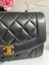 Load image into Gallery viewer, Chanel series 3 Black Lambskin 24K GHW Small Diana Flap Bag
