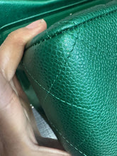 Load image into Gallery viewer, Chanel series 25 18S 2018 Spring/Summer Collection Pearly Emerald Green Caviar Champagne GHW Jumbo Timeless Classic Double Flap Bag
