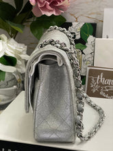 Load image into Gallery viewer, Chanel 21K 2021 Fall/Winter collection Glitter Iridescent Silver caviar SHW Medium ML 11.12 Timeless Classic Double Flap Bag
