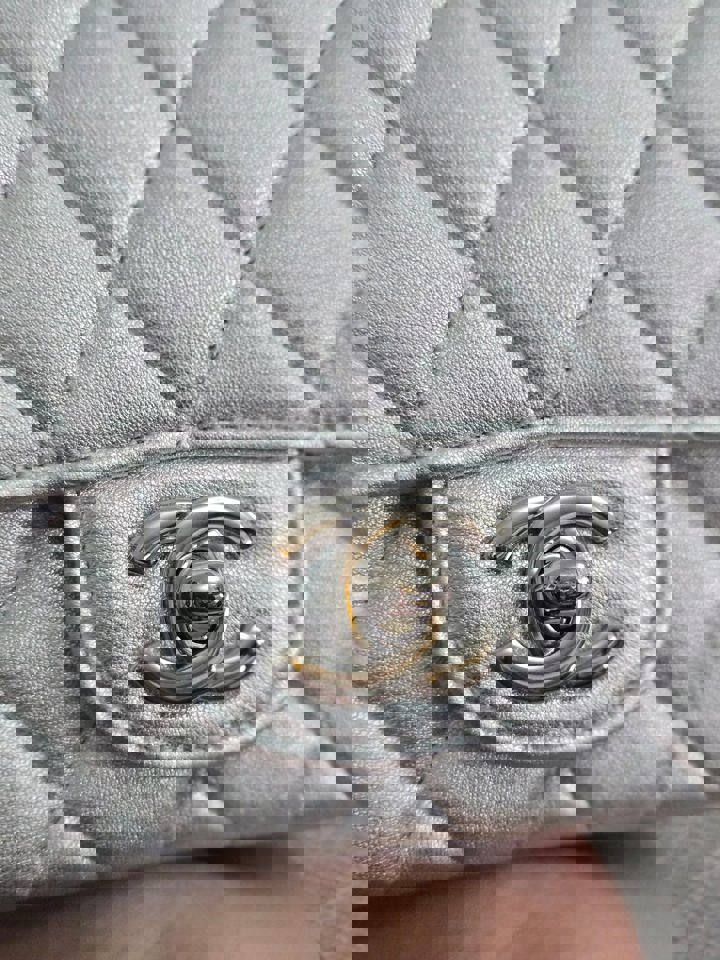 Chanel Series 31 21P 2021 Pre Spring/Summer Collection Iridescent Silver lambskin SHW Square Mini Flap Bag