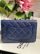 Load image into Gallery viewer, Chanel series 24 17B 2017 Fall/Winter Collection Navy Caviar SHW Classic Wallet on chain (WOC)
