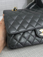 Load image into Gallery viewer, Chanel series 19 2014 Black Caviar GHW Medium ML Timeless Classic Double Flap Bag
