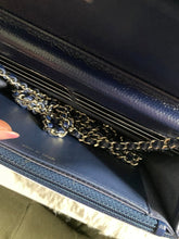 Load image into Gallery viewer, Chanel series 24 17B 2017 Fall/Winter Collection Navy Caviar SHW Classic Wallet on chain (WOC)
