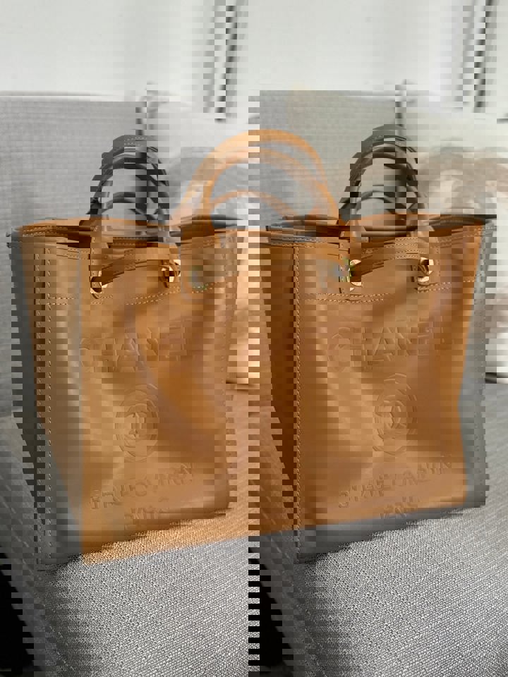 Chanel series 31 21S 2021 Spring/Summer collection Caramel Calf skin aged GHW Medium/Large Deauville Tote Bag with Top handle