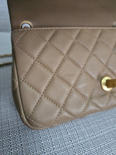 Load image into Gallery viewer, Chanel 22B 2022 Fall/Winter Collection Dark Beige Lambskin Aged GHW Pearl Crush Adjustable Chain Mini Rectangular Flap Bag
