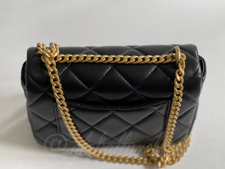 Chanel 22P Black Lambskin GHW Square mini flap bag
