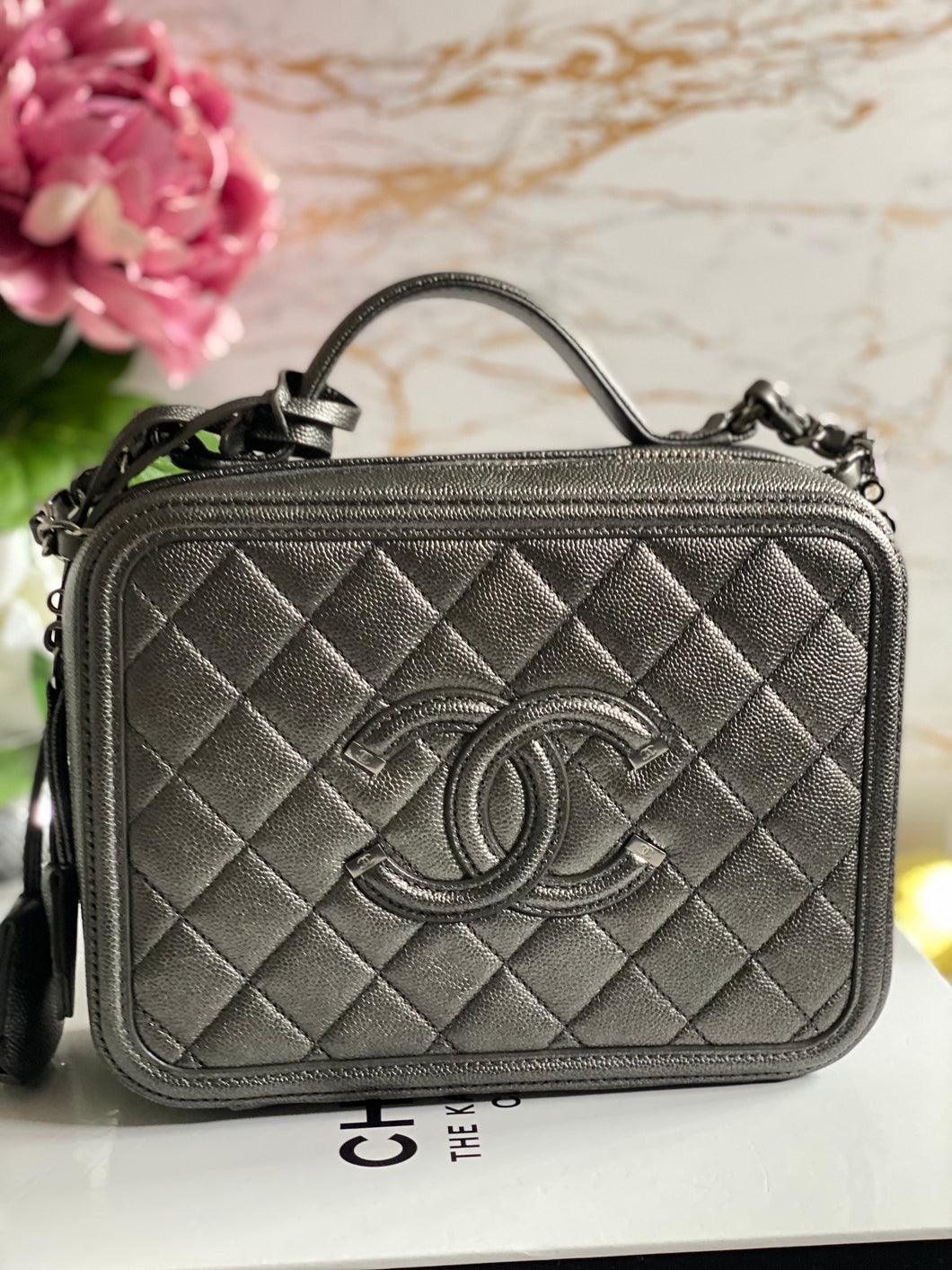 Chanel Black Vanity Case Medium Size GoldHardwere – Jemeryluxury