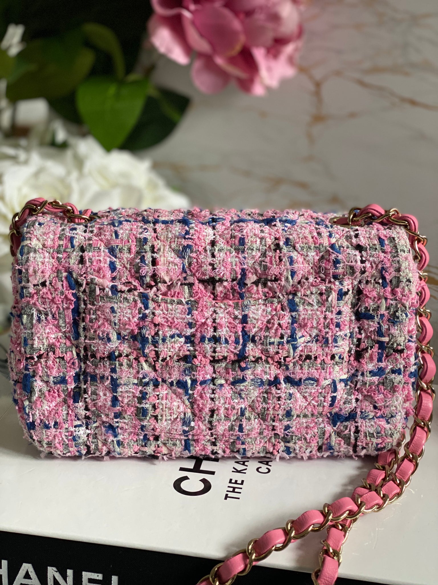 Chanel 2018 Tweed New Mini Flap Bag - Blue Mini Bags, Handbags - CHA297330