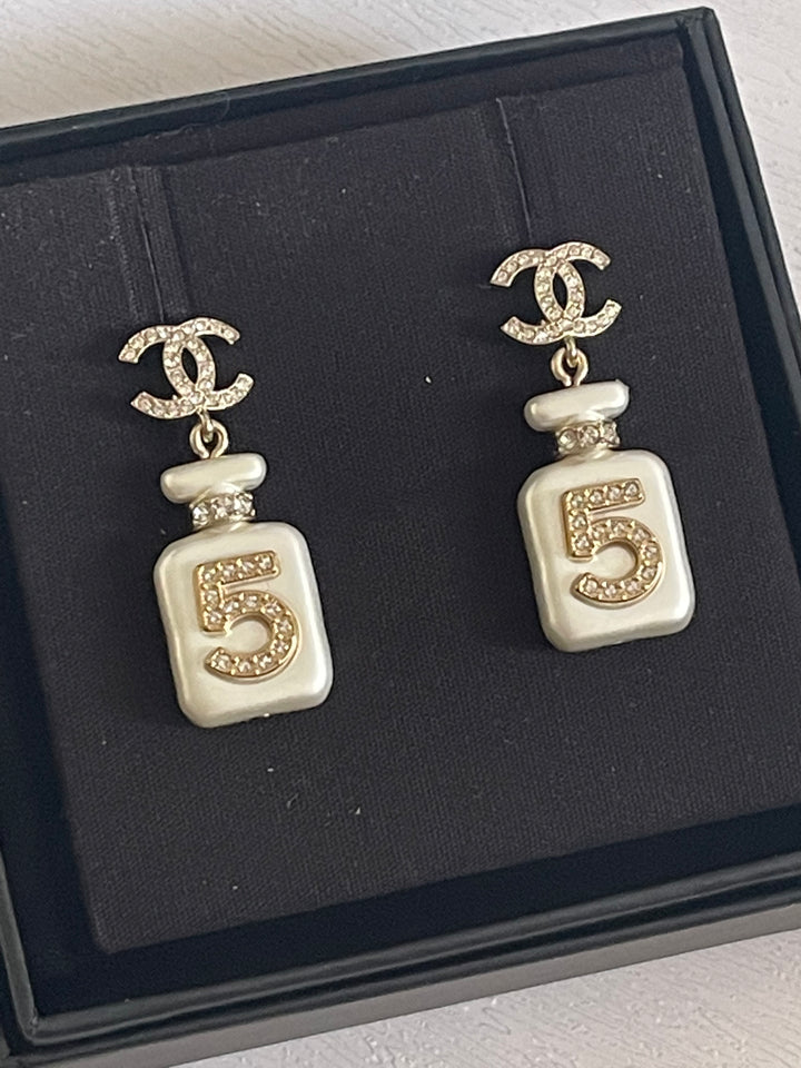 Chanel 22S Collection Number 5 Perfume Bottle Earrings