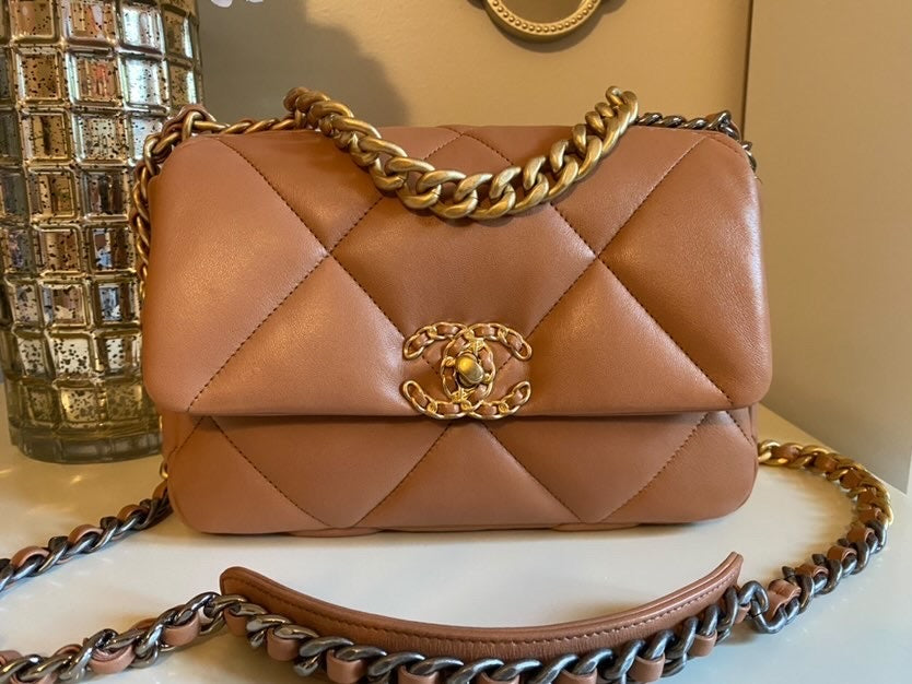 💯 Authentic Chanel 19 Bag Small Caramel, Luxury, Bags & Wallets
