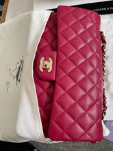 Load image into Gallery viewer, Chanel 21A Dark Pink/Raspberry Pink Caviar LGHW Medium ML Double flap Timeless Classic Bag
