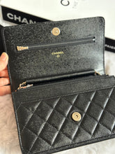 Load image into Gallery viewer, Chanel 22B Collection Black Caviar LGHW Classic Wallet on chain (WOC)
