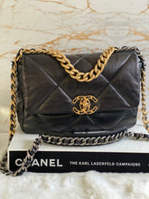 Load image into Gallery viewer, Chanel 19 Flap Bag Size Small series 28 Black Goatskin with mixed hardware
