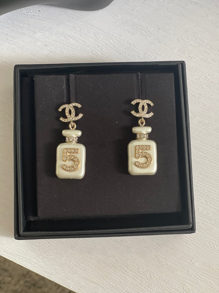 Chanel 22S Collection Number 5 Perfume Bottle Earrings