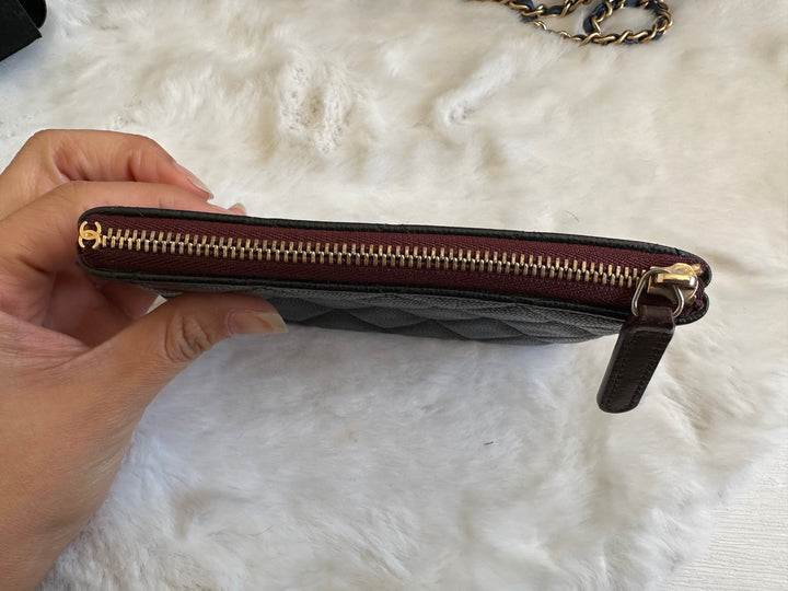 Chanel series 24 Black Caviar LGHW Mini O Case/Pouch