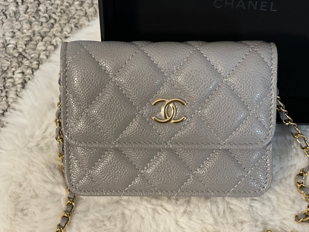 Chanel 21B Grey caviar coco chain o purse