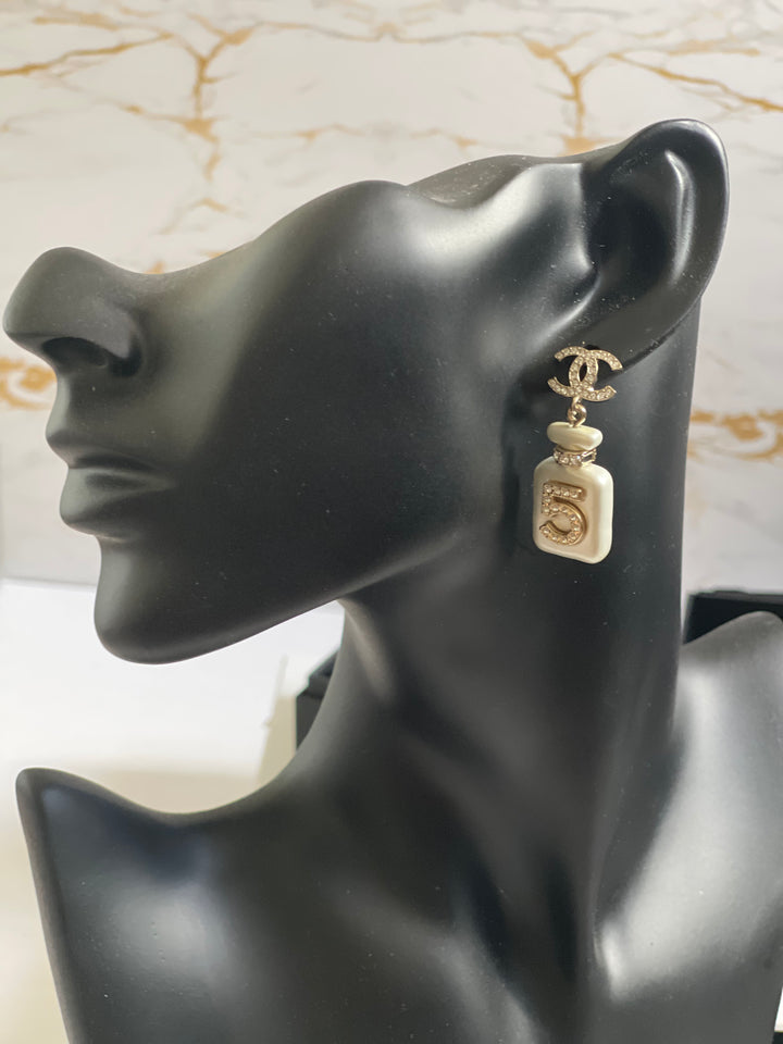 Chanel 22S Collection Number 5 Perfume Bottle Earrings