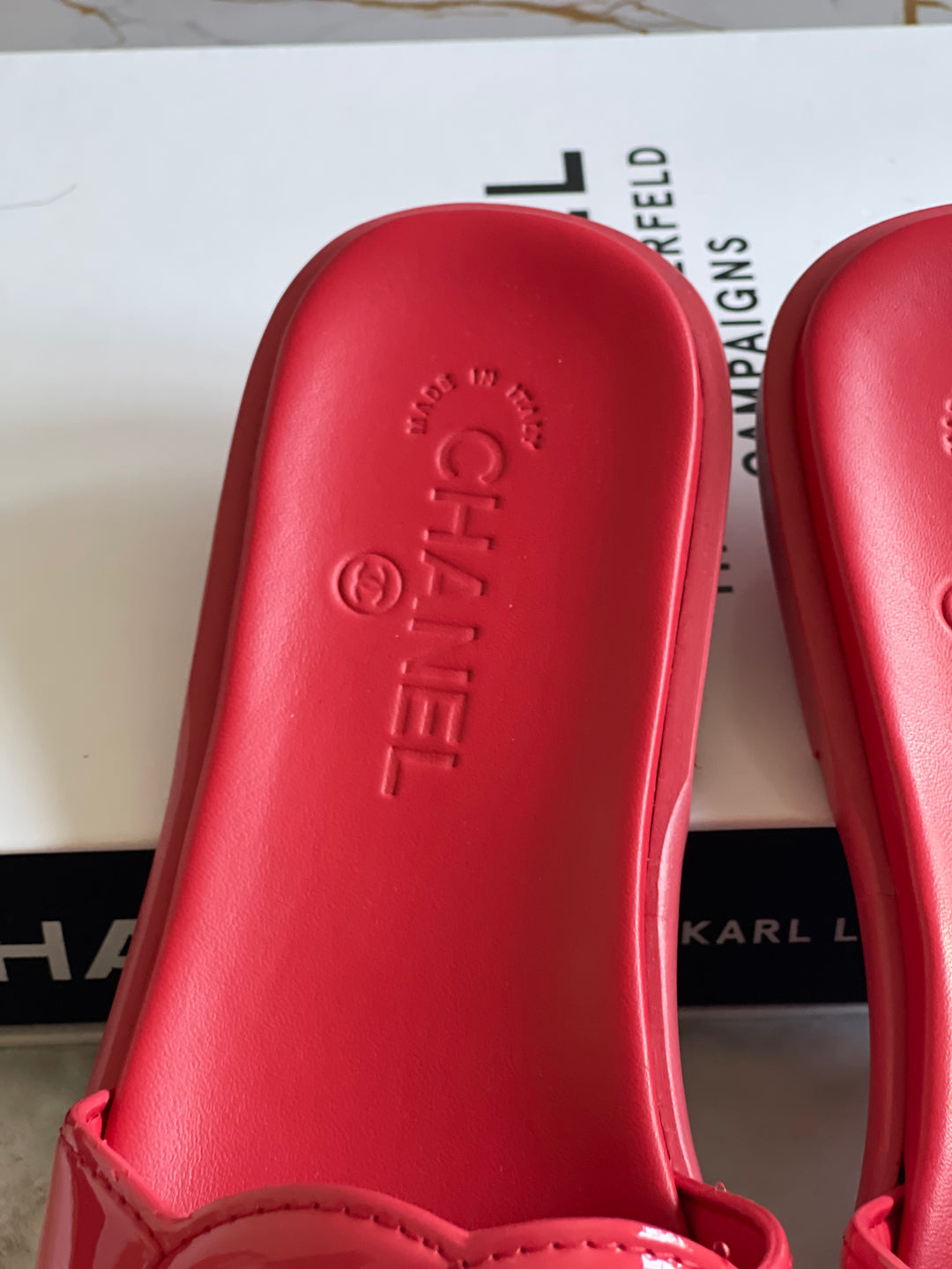 Chanel Red Rubber Sliders Size 38C