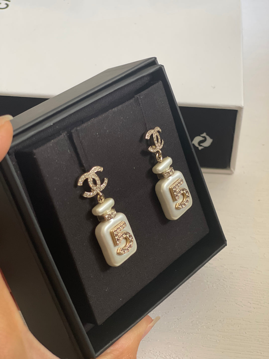 Chanel 22S Collection Number 5 Perfume Bottle Earrings