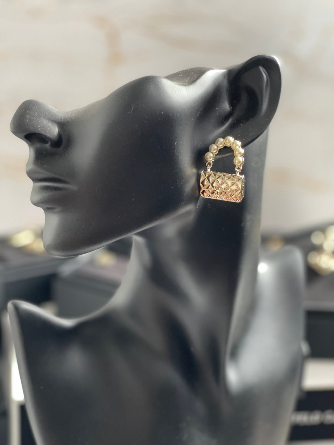 Chanel Handbag Pearl Earrings