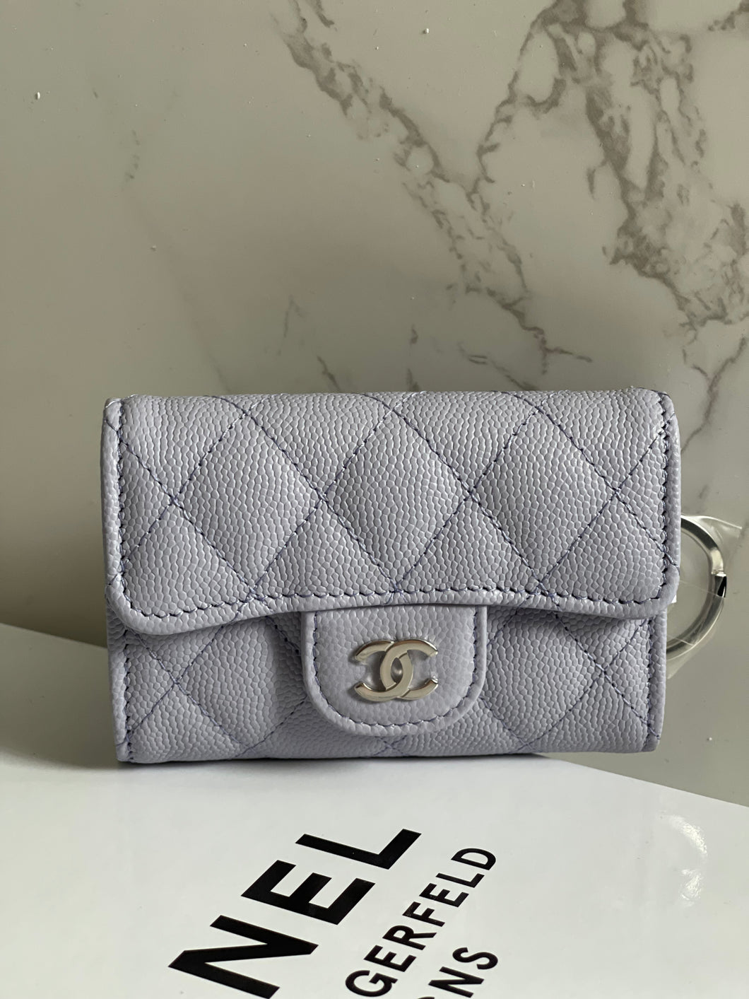 Chanel 21K Purple Lilac Caviar SHW 4 Keys Card Holder