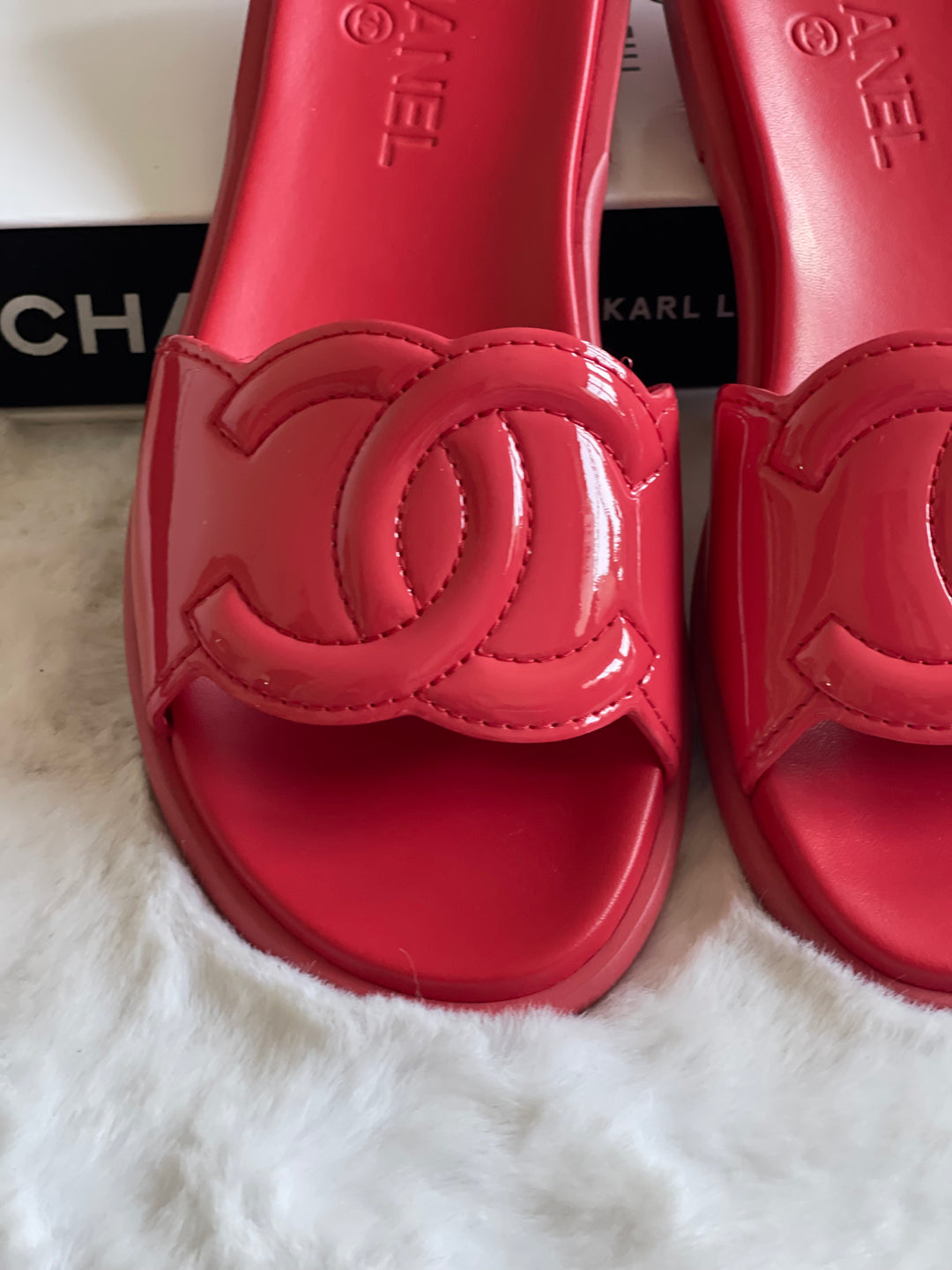 Chanel Red Rubber Sliders Size 38C