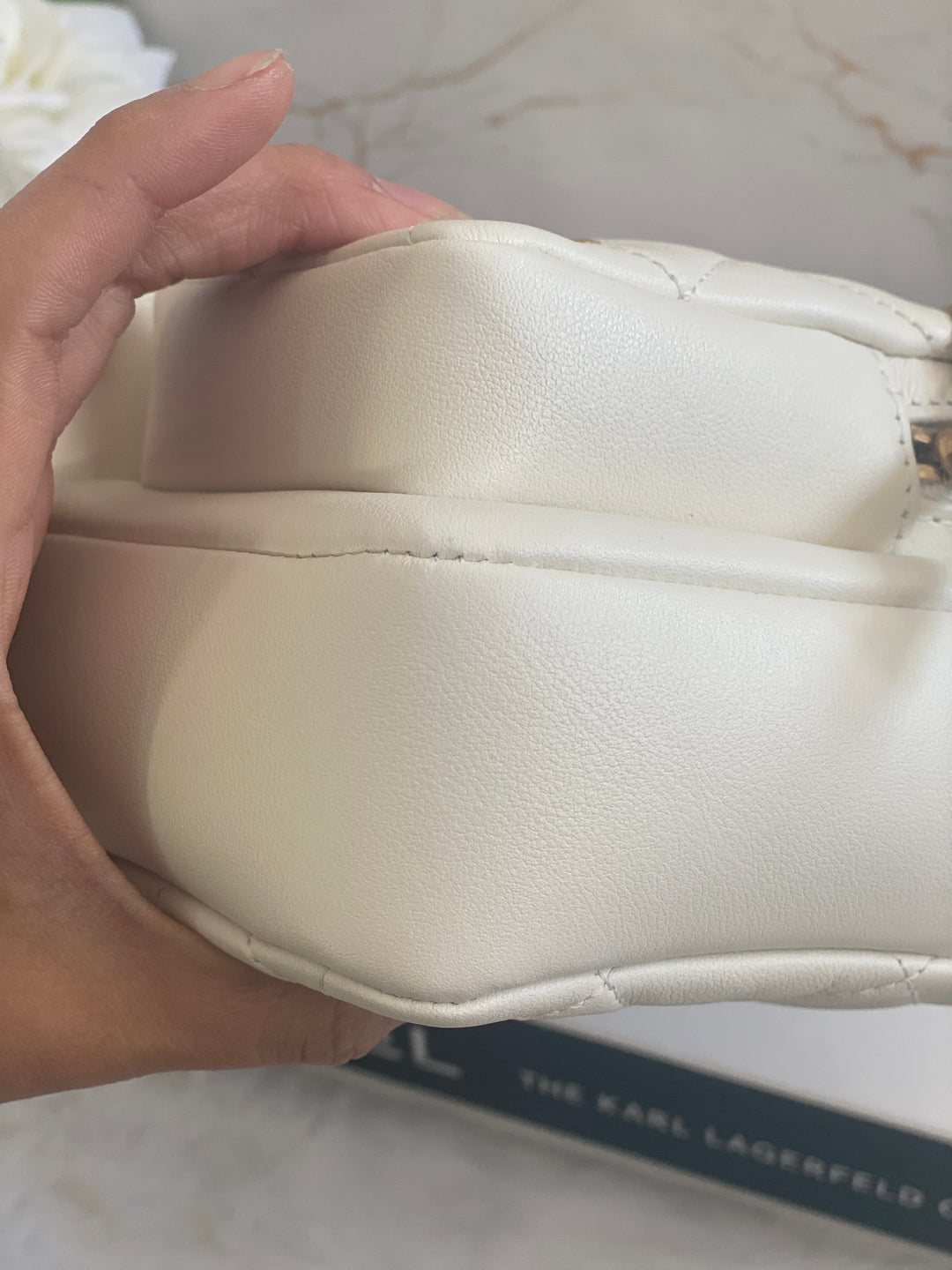 Chanel 22C White Calfskin GHW Small Camera Case Bag with Adjustable Strap