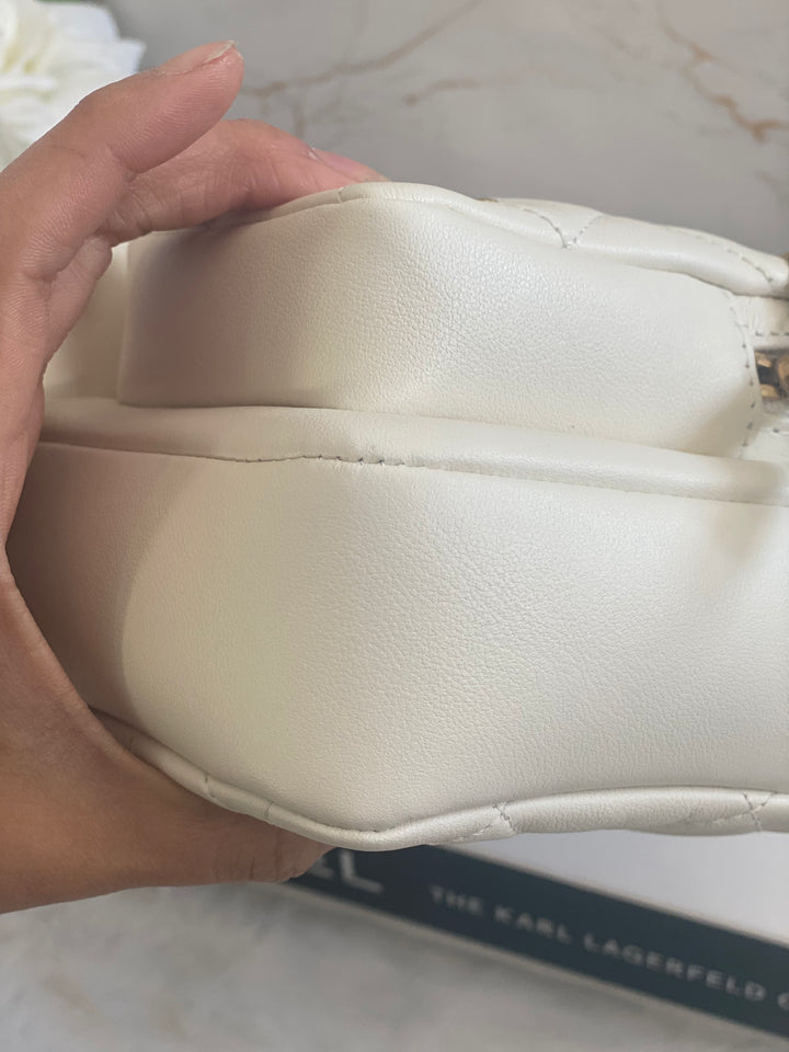 Chanel 22C White Calfskin GHW Small Camera Case Bag with Adjustable Strap