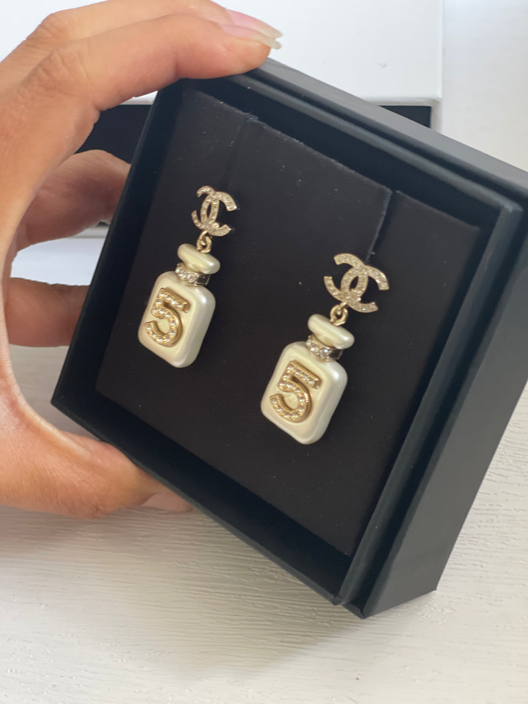 Chanel 22S Collection Number 5 Perfume Bottle Earrings