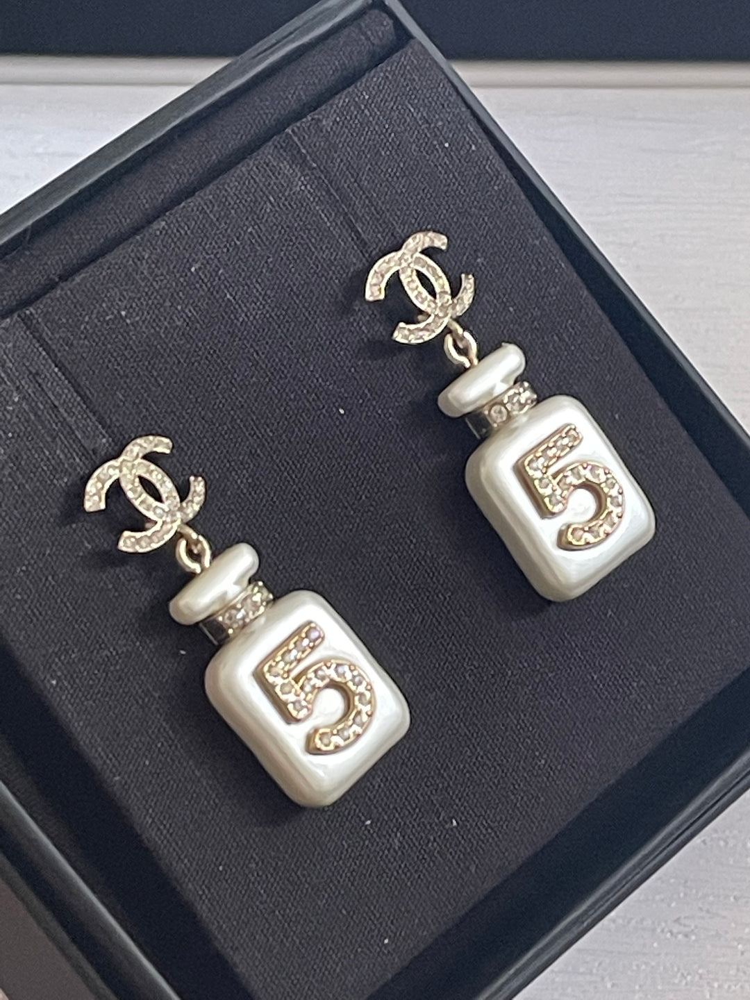 Chanel 22S Collection Number 5 Perfume Bottle Earrings