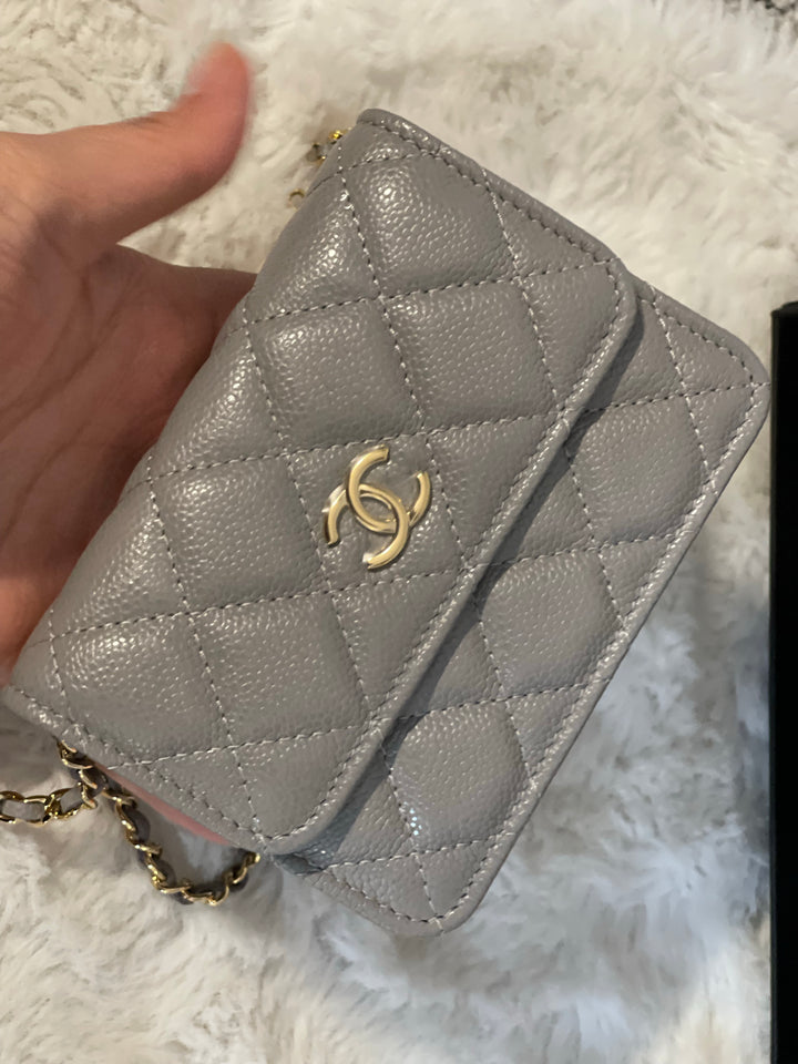 Chanel 21B Grey caviar coco chain o purse